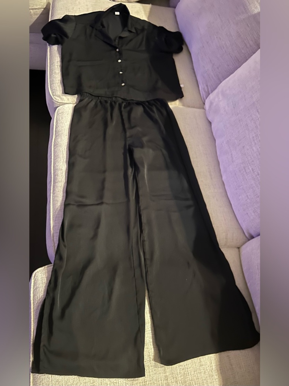 Only Black Satin Wide Leg Pajamas
